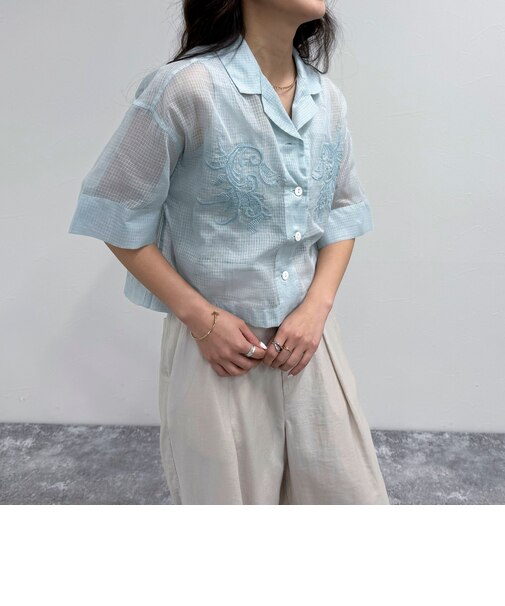 ハンド刺繍ショートシャツ