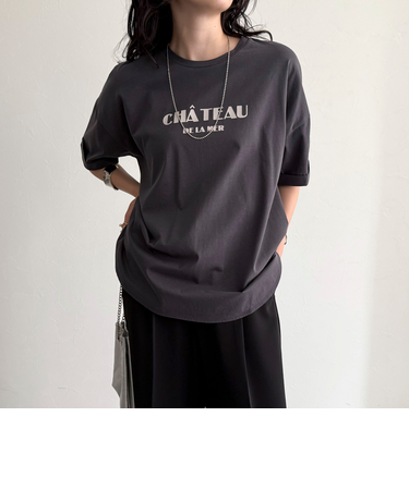 シルケット袖口 ロール5分袖ロゴTシャツ