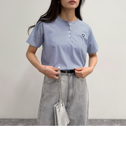 ハートFR刺繍ヘンリーTシャツ