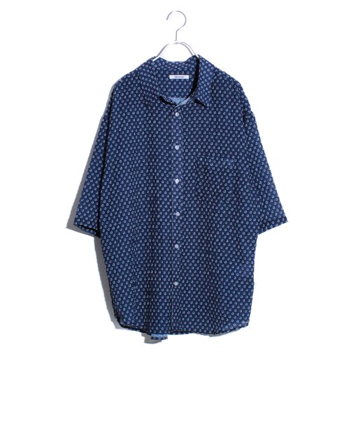 【FREDYMAC/フレディマック】シアサッカー素材 総柄 半袖シャツ ショートスリーブシャツ