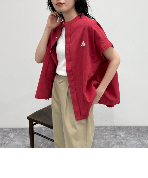 【GEVACO/ゲバコ】バンドカラーフライフロントフレンチスリーブシャツ