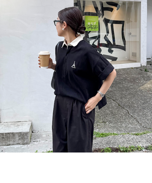 ワンポイント刺繍半袖ラガーシャツ