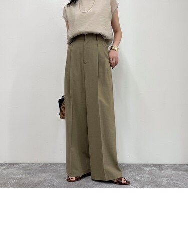 【吸水速乾/接触冷感/ウォッシャブル/防シワ加工】接触冷感タックスラックスパンツ