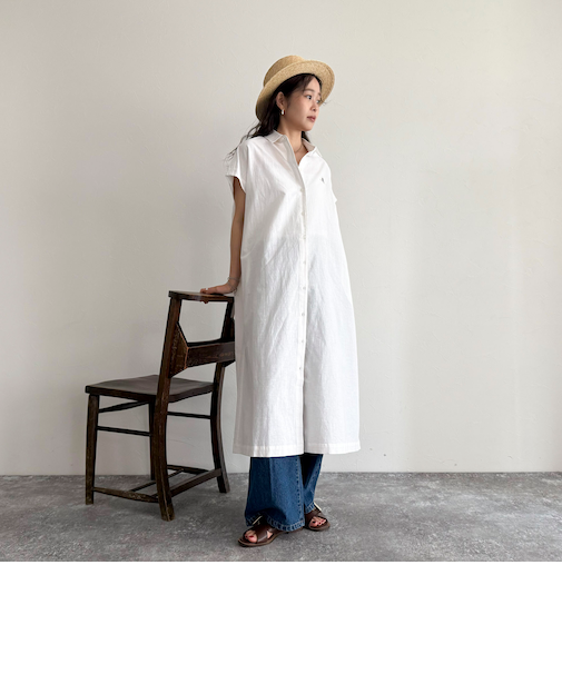 【GEVACO/ゲバコ】フレンチスリーブシャツワンピース