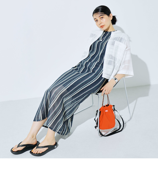 ラッセルレースマルチストライプワンピース