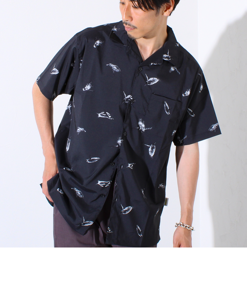 【FREDYMAC/フレディマック】動物モチーフ 総柄 半袖オープンカラーシャツ アロハシャツ