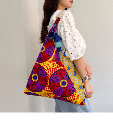 アフリカン柄三角トートバッグ
