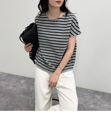 バックリボンボーダープルオーバー