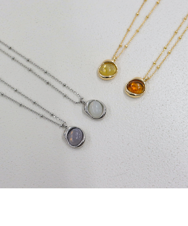 フェイクストーンメタルコンビネックレス