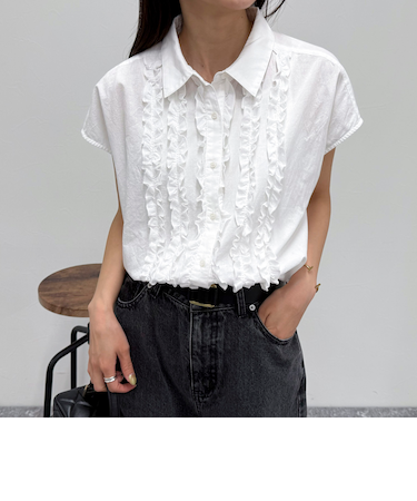 フレンチスリーブフリルブラウス