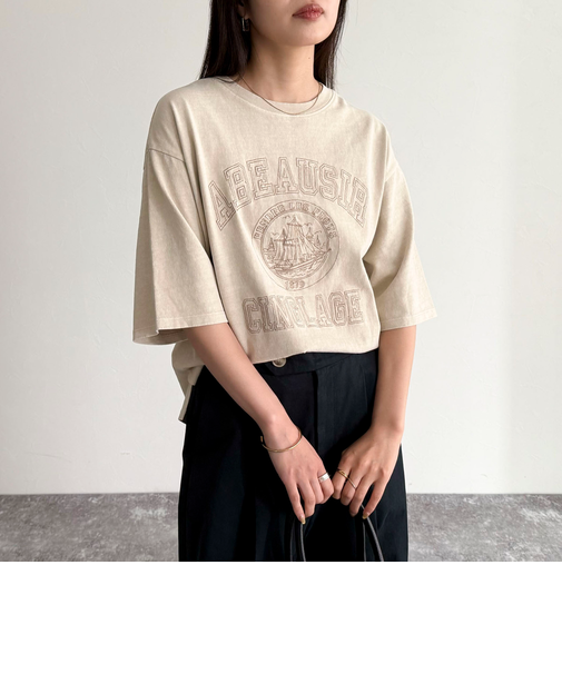 ピグメント刺繍クロップドTシャツ