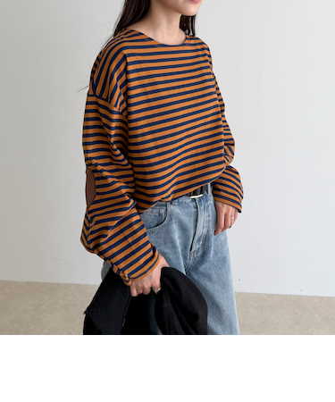 ボーダーハートパッチプルオーバー