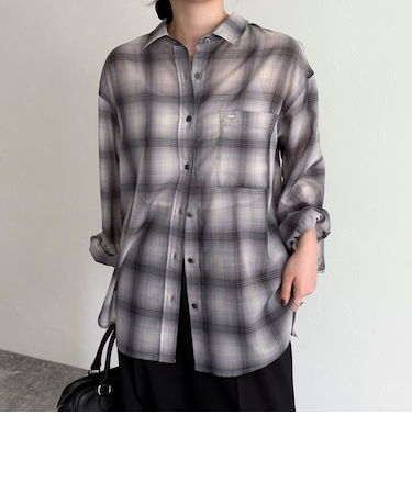 オンブレーチェック柄シャツ