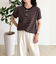 ボーダー無地ワンポイントロゴ5分袖Ｔシャツ