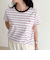 ボーダー/無地ワンポイントロゴコンパクトTシャツ