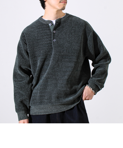 【好評につきリピート＆カラー追加決定！】【チクチクしないニット】モールバックボーダーヘンリーネック