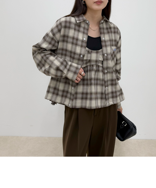 オンブレーチェックシャツブルゾン