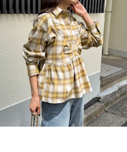 オンブレーチェックシャツブルゾン