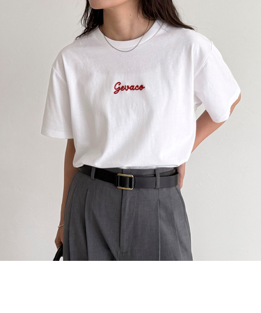 【GEVACO/ゲバコ】ワンポイントロゴチェーン刺繍半袖Tシャツ