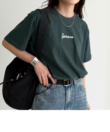 【GEVACO/ゲバコ】ワンポイントロゴチェーン刺繍半袖Tシャツ