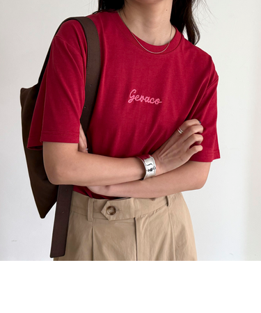 【GEVACO/ゲバコ】ワンポイントロゴチェーン刺繍半袖Tシャツ