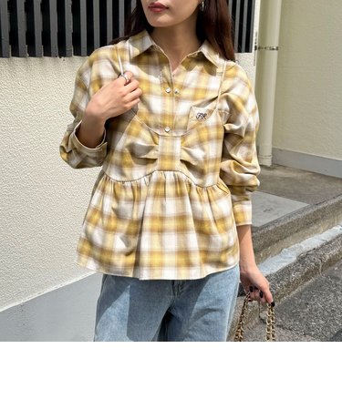 オンブレーチェックキャミビスチェ