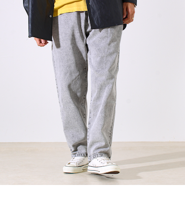【シーズンレス/UNISEX】ケミカルウォッシュ ワイドデニムイージーパンツ