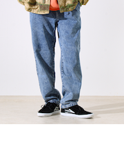 【シーズンレス/UNISEX】ケミカルウォッシュ ワイドデニムイージーパンツ