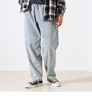 【シーズンレス/UNISEX】ケミカルウォッシュ ワイドデニムイージーパンツ