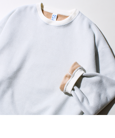 【DISCUS】UNISEX インレイ裏シャギーボンディング配色 クループルオーバー