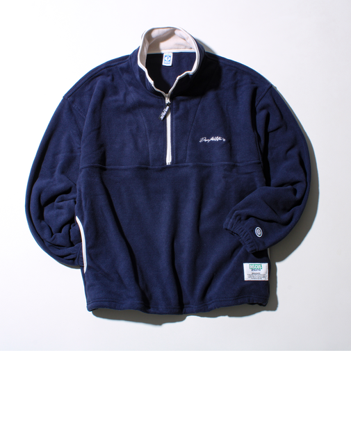 【DISCUS】UNISEX フリースパイピング配色 ハーフZIPプルオーバー