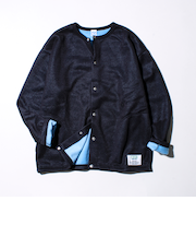 【DISCUS】UNISEX インレイ裏シャギーボンディング配色 クルーカーデ