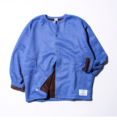 【DISCUS】UNISEX インレイ裏シャギーボンディング配色 クルーカーデ
