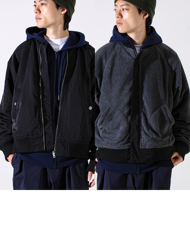 【ナイロン×フリース】2WAY リバーシブルボンバージャケット MA-1 UNISEX