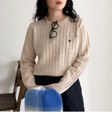 FR刺繍ケーブル柄ちびポケニットプルオーバー