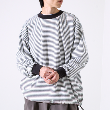 【配色リブが映える主役ボーダー】Helloボーダー ロングスリーブTシャツ