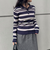 マルチボーダー衿付きリブニット