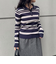 マルチボーダー衿付きリブニット