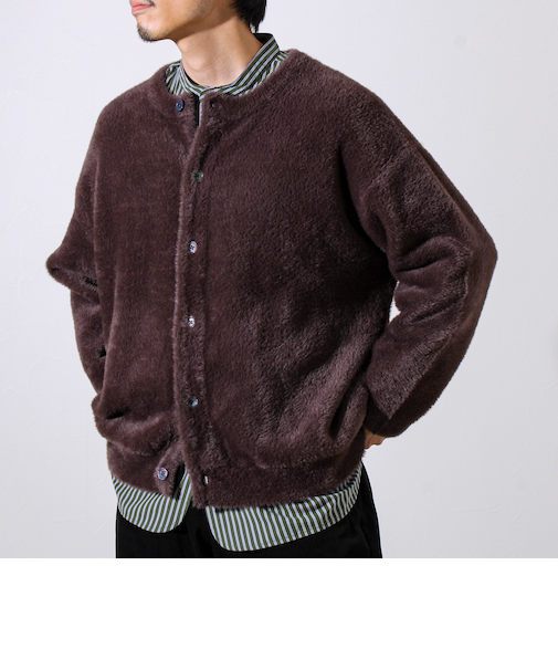 モヘヤライク シャギークルーネックカーディガン