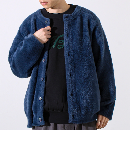 モヘヤライク シャギークルーネックカーディガン