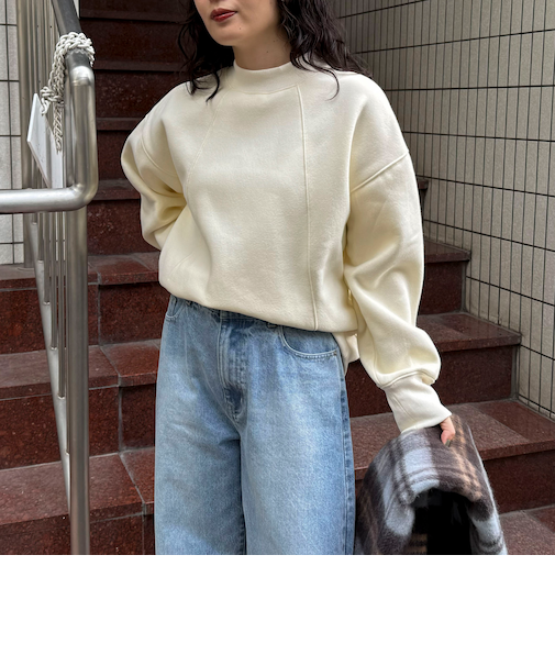 両面起毛モックネックスウェットプルオーバー