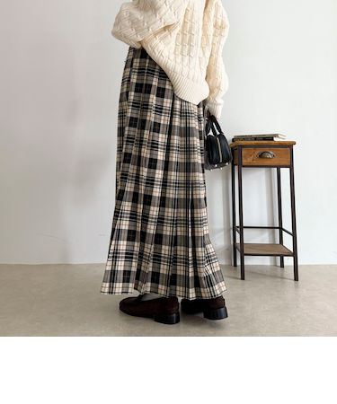 【GEVACO/ゲバコ】チェックサイドベルトスカート