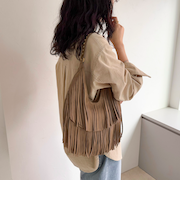 スエードフリンジラウンドバッグ