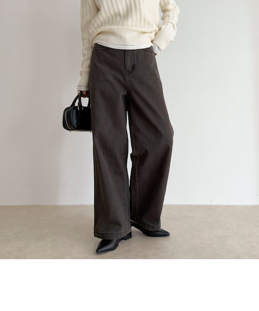 コットンツイルストレートパンツ