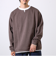 【全方向杢ダンボール】フェイクキーネックロングスリーブ