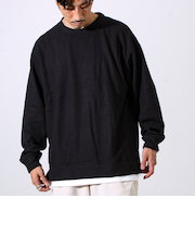 【1枚でレイヤード見え】畦ニットソー裏起毛フェイクレイヤードロングスリーブ