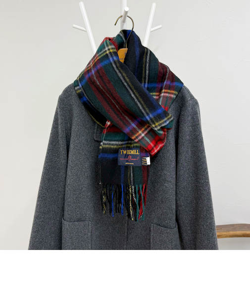 【TWEED MILL/ツイードミル】ウールチェックストール48