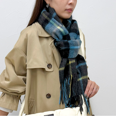 【TWEED MILL/ツイードミル】ウールチェックストール48