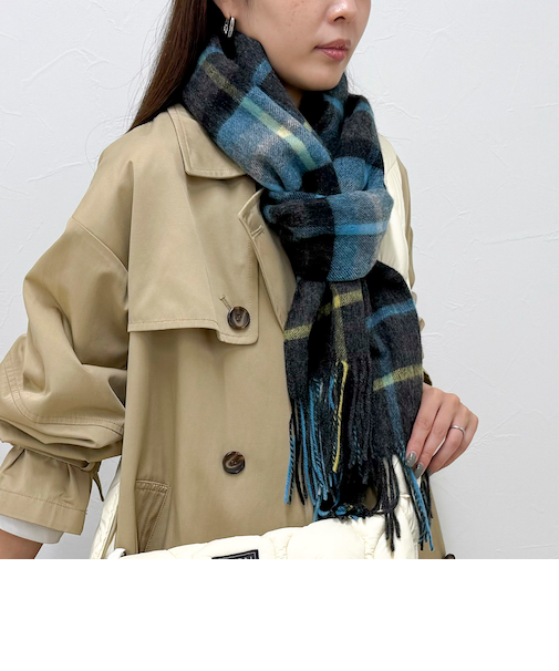 【TWEED MILL/ツイードミル】ウールチェックストール48
