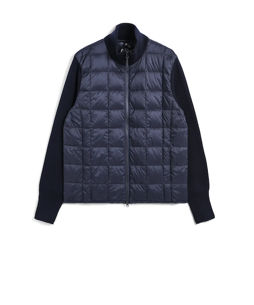 【TAION/タイオン】ベーシック ハイネックWジップ ニットスリーブダウンジャケット